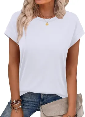 Alaroo Womens Summer Tops Short Sleeve Shirts Crew Neck Cute Trendy Tunic Blouses (S-3XL)