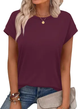 Alaroo Womens Summer Tops Short Sleeve Shirts Crew Neck Cute Trendy Tunic Blouses (S-3XL)