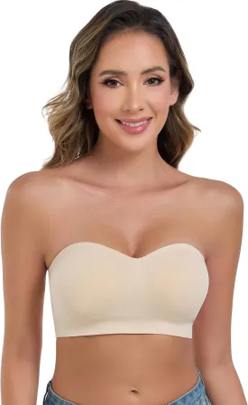 ANGOOL Strapless Bras for Women Wirefree Non-Slip Tube Top Invisible Bralette Seamless Padded Bandeau Bra