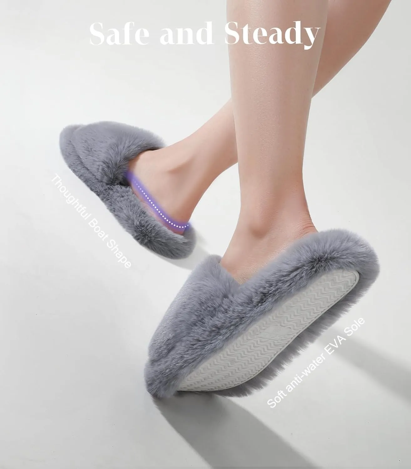 Ankis Comfy Women's Plush Slippers - Cute Chic Versatile Pretty Platform, Open Toe, Non-slip House Fluffy Fuzzy Slippers for Women Indoor Outdoor, All Seasons