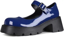 AOSPHIRAYLIAN Mary Janes Platform Mary Janes for Women Round Toe Dress Shoes for Women Ankle Strap Chunky Heel Uniform Women's Pumps
