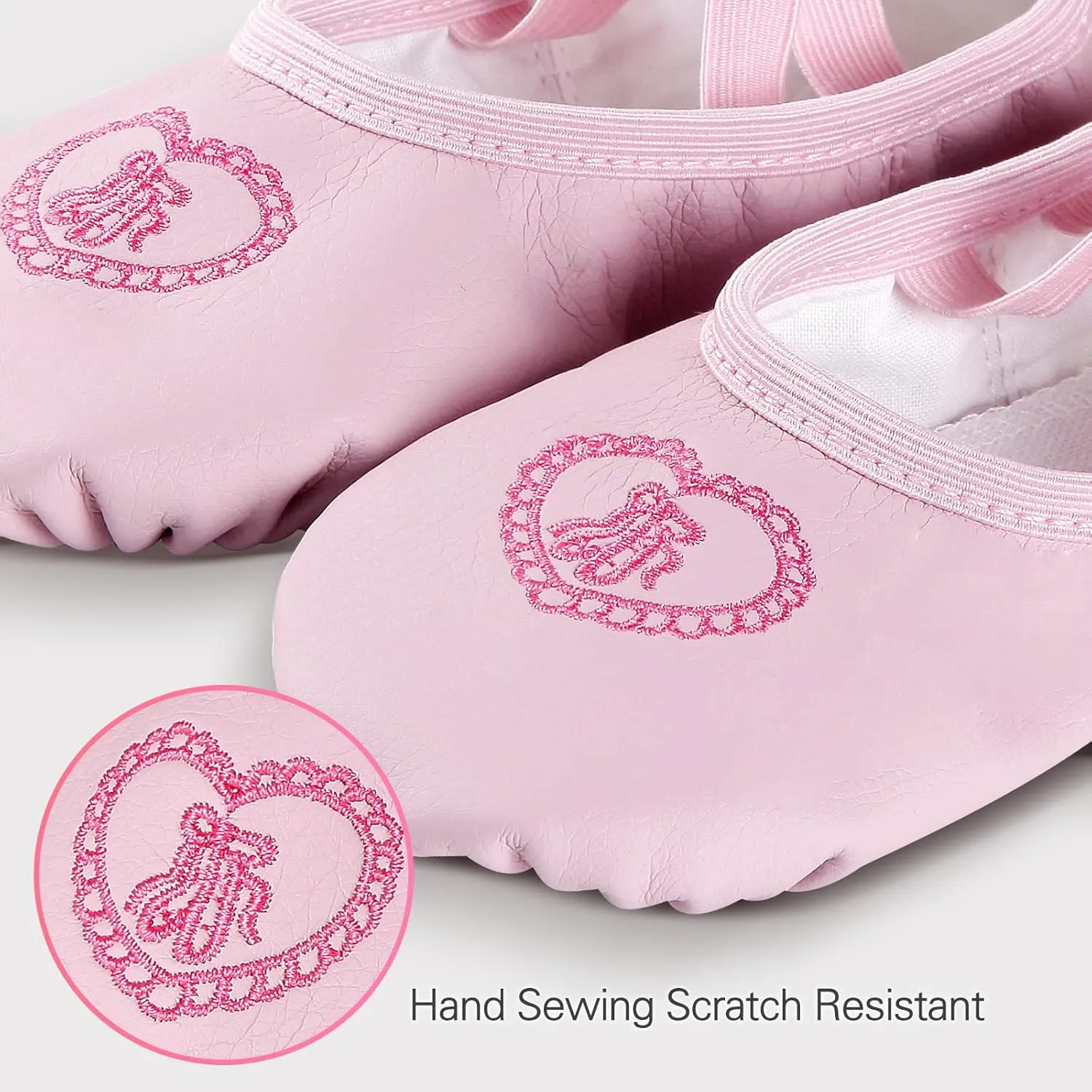 Ballet Shoes for Girls,Soft Leather Ballet Slippers No-Tie Dance Shoes for Toddler Girls/Little/Big Kids