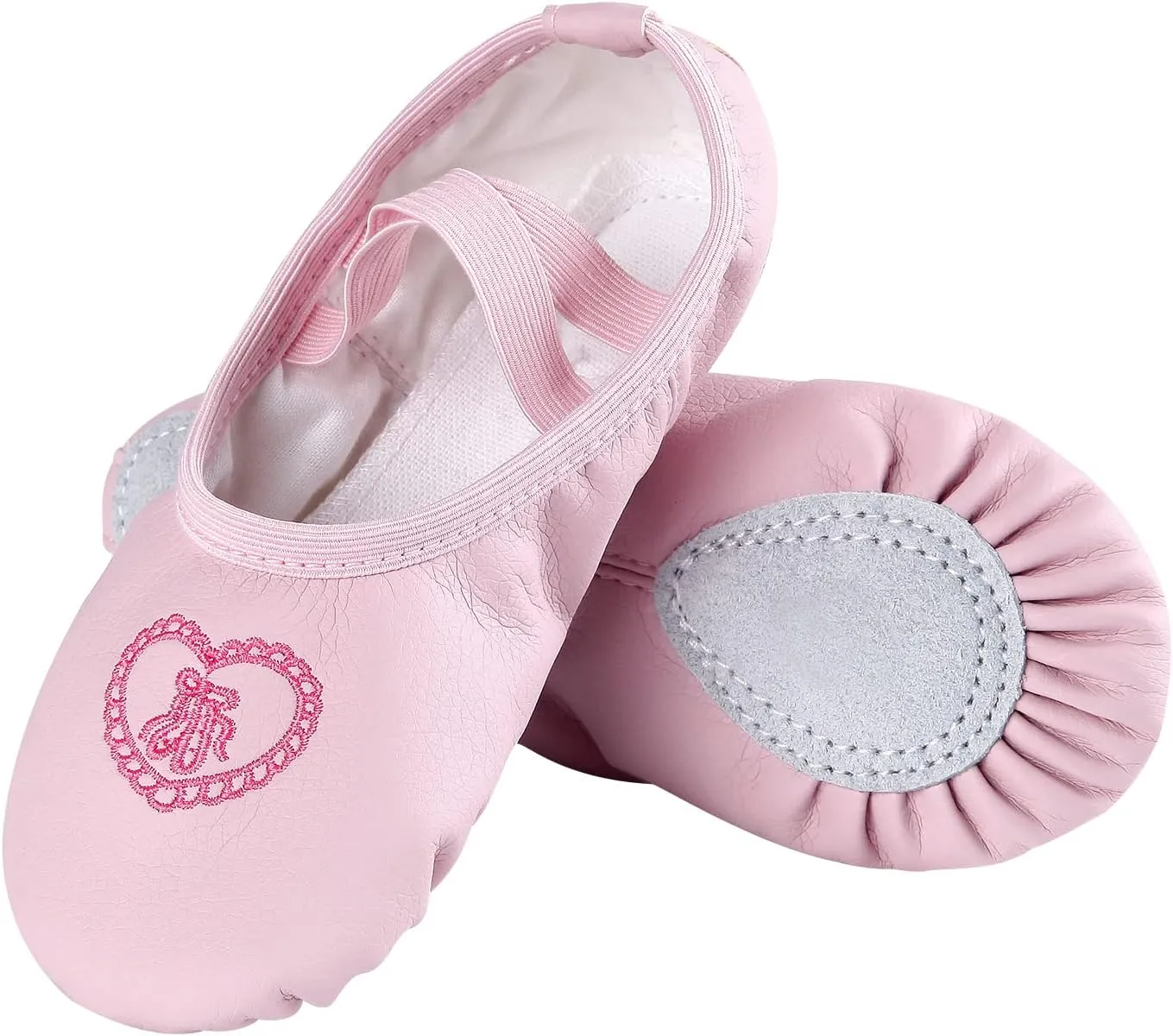 Ballet Shoes for Girls,Soft Leather Ballet Slippers No-Tie Dance Shoes for Toddler Girls/Little/Big Kids