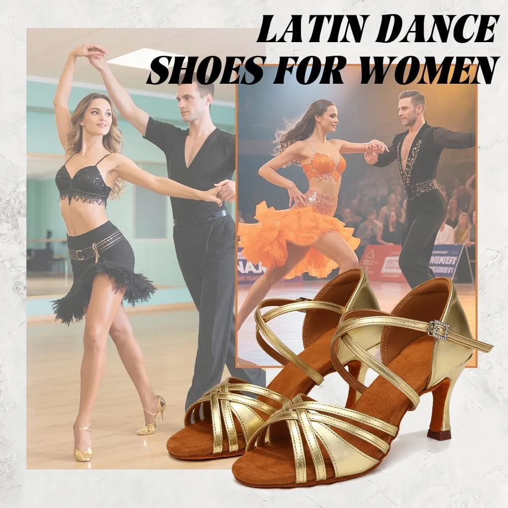 Ballroom Latin Dance Shoes for Women Open Toe Salsa Tango Professional Dance Shoes 3 Inch