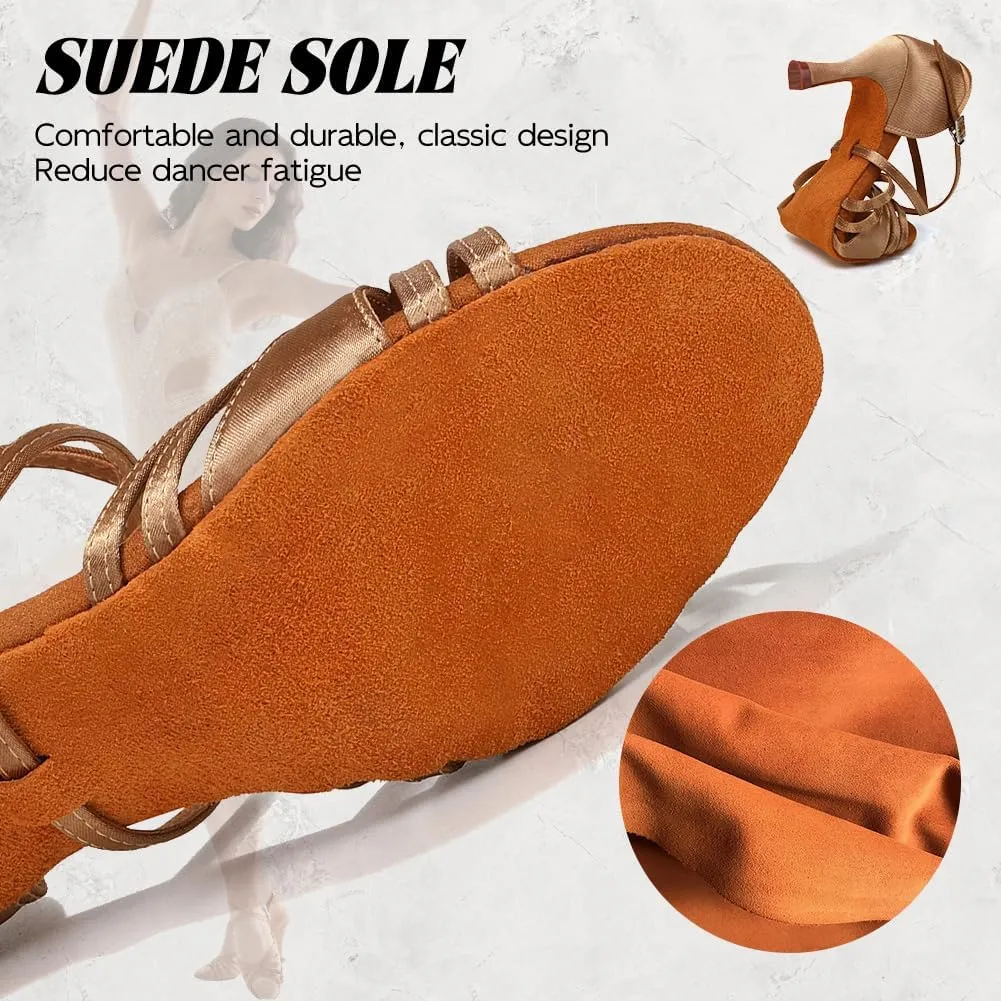Ballroom Latin Dance Shoes for Women Open Toe Salsa Tango Professional Dance Shoes 3 Inch