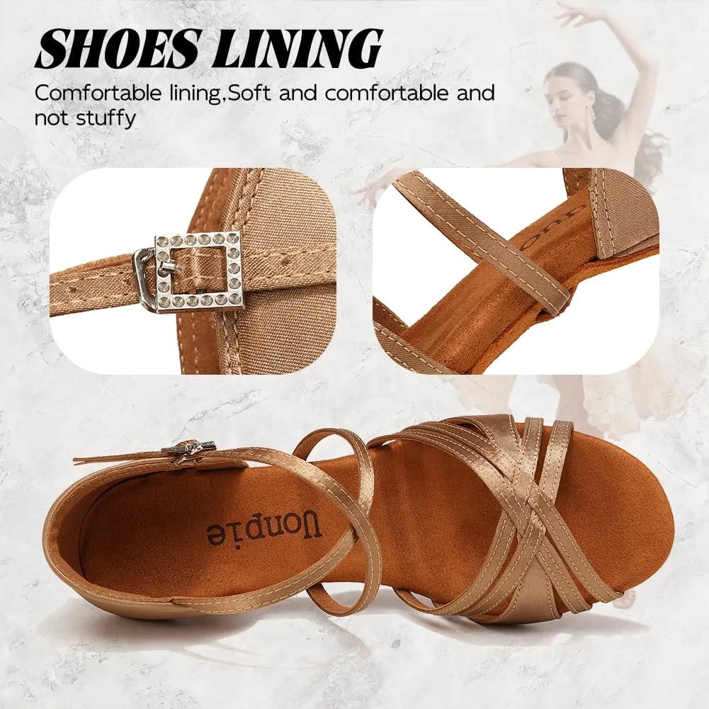 Ballroom Latin Dance Shoes for Women Open Toe Salsa Tango Professional Dance Shoes 3 Inch