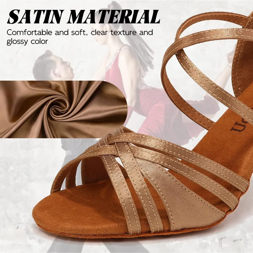 Ballroom Latin Dance Shoes for Women Open Toe Salsa Tango Professional Dance Shoes 3 Inch