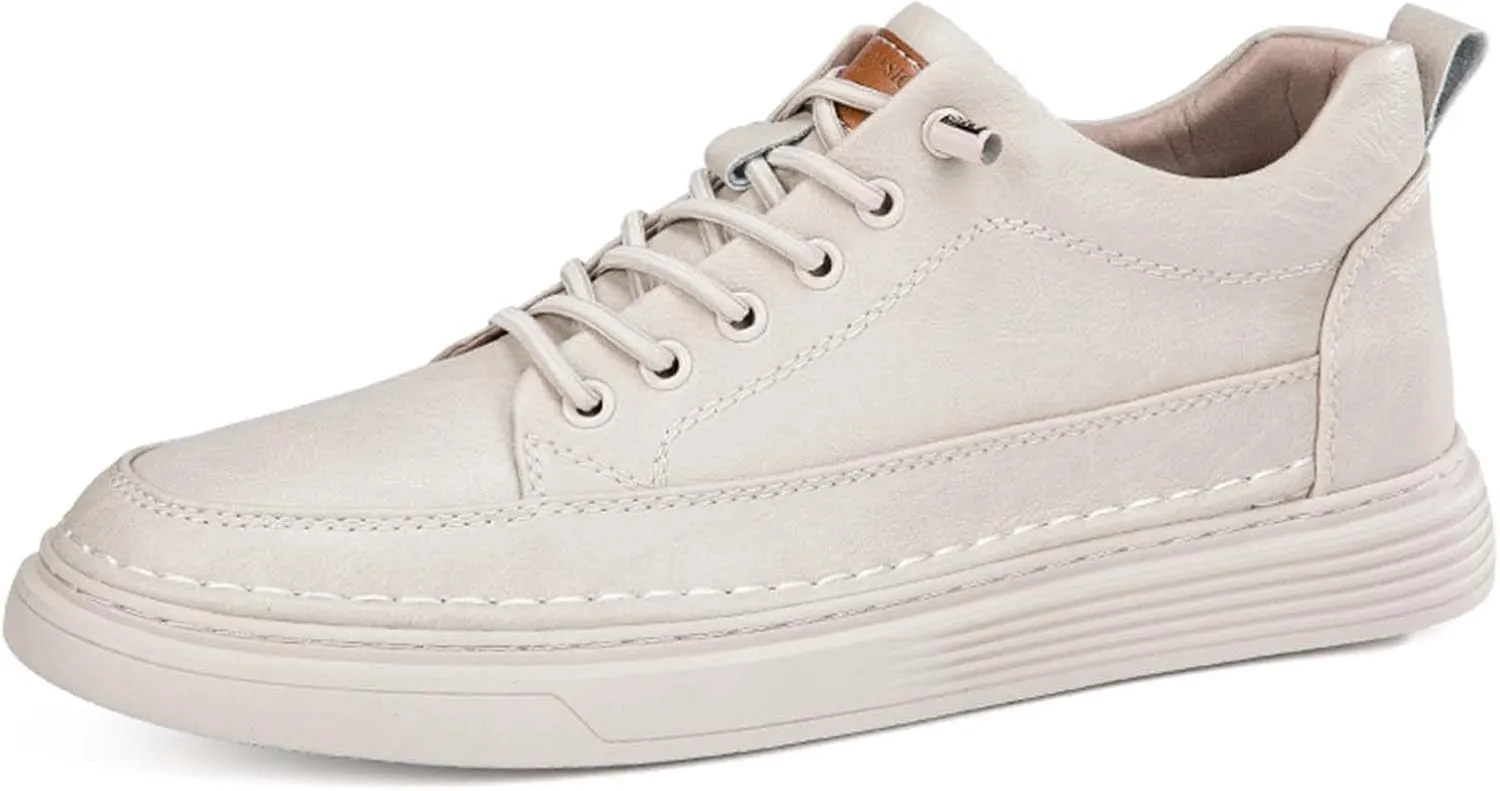 CERYTHRINA Elevator Shoes for Men - Height Increasing Sneakers, 2.5 Inches Taller, Leather Casual Shoes with Height Increase Insoles
