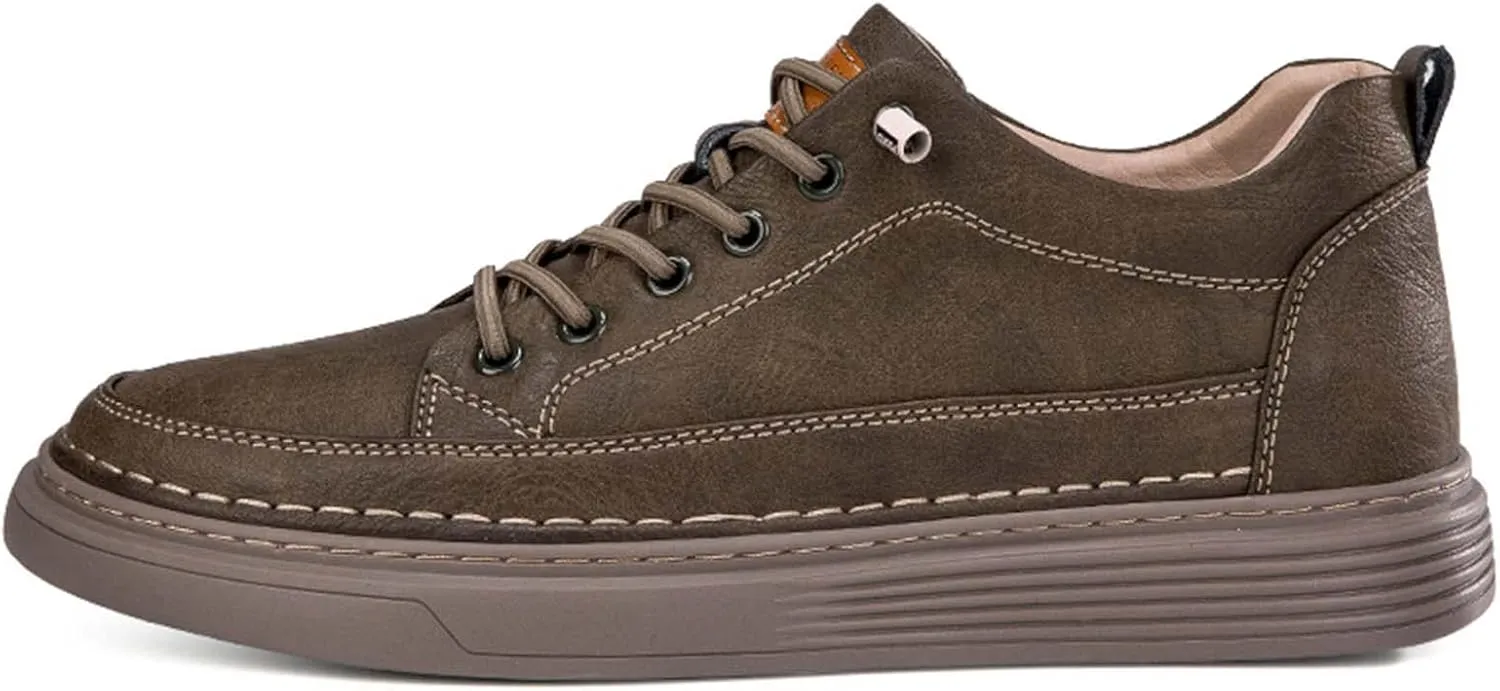 CERYTHRINA Elevator Shoes for Men - Height Increasing Sneakers, 2.5 Inches Taller, Leather Casual Shoes with Height Increase Insoles