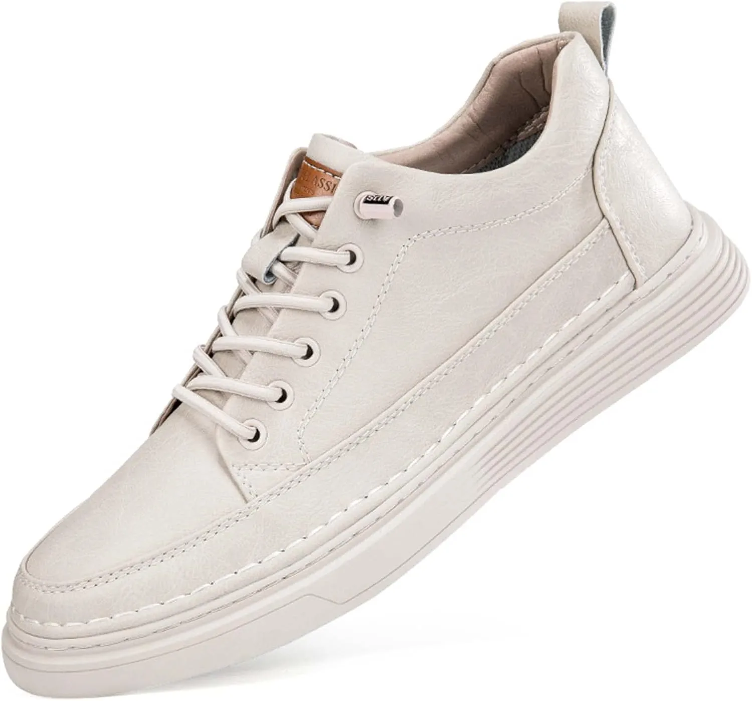 CERYTHRINA Elevator Shoes for Men - Height Increasing Sneakers, 2.5 Inches Taller, Leather Casual Shoes with Height Increase Insoles