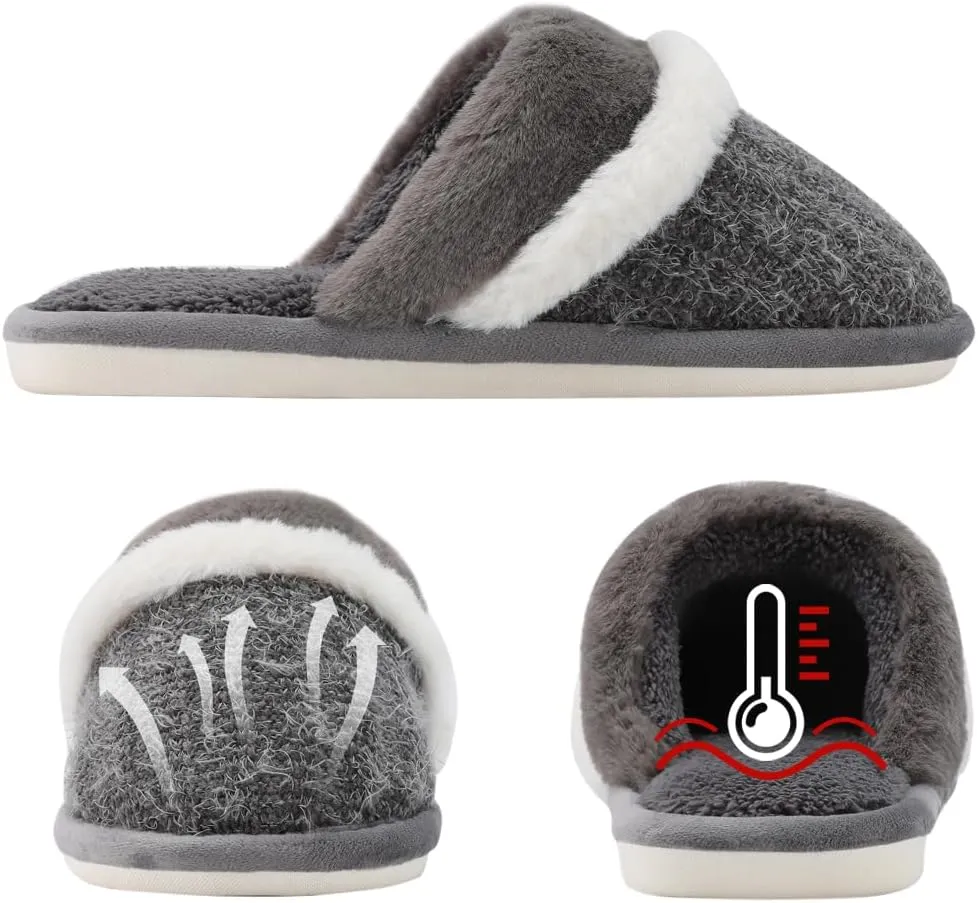 Cozy Slippers for Women Indoor and Outdoor Fuzzy House Shoes with Memory Foam Anti-Skid Sole Gifts for Women Mom Ladies
