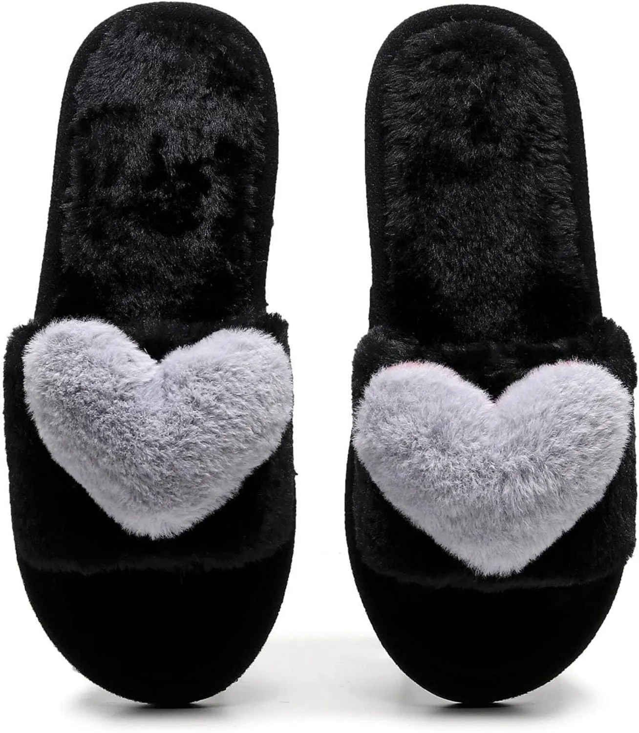 Crazy Lady Women's LOVE Slippers Fuzzy Fluffy Memory Foam House Shoes Open Toe Indoor and Outdoor