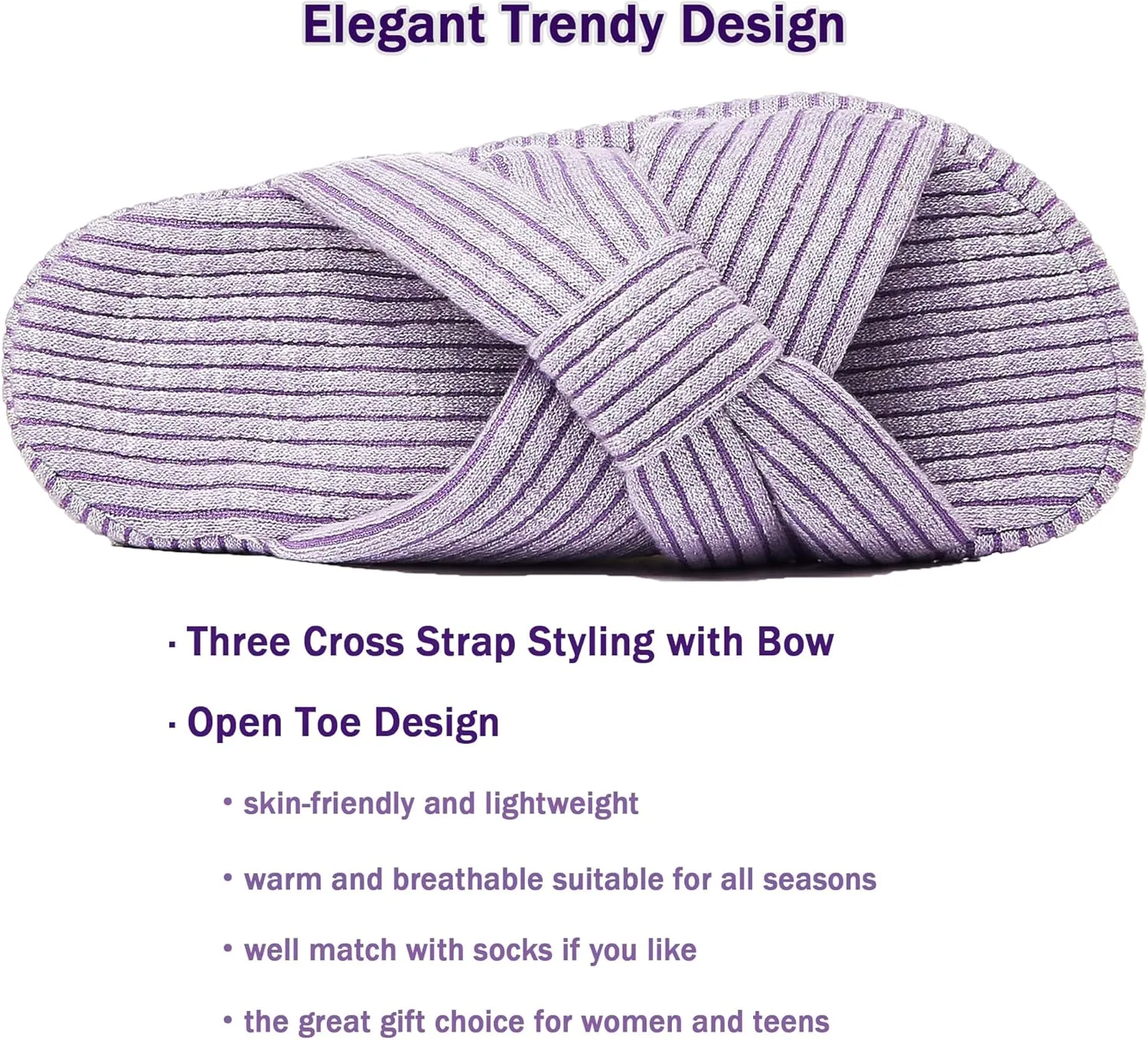 Cross Band House Slippers for Women, Memory Foam Platform with Arch Support Open Toe Bow, Comfy Cozy Trendy Gift Home Shoes for Indoor Outdoor Bedroom