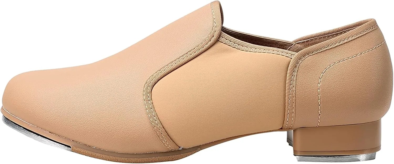 Dynadans Manmade Leather Slip On Tap Shoe Dance Shoes for Women and Men's Dance Shoes
