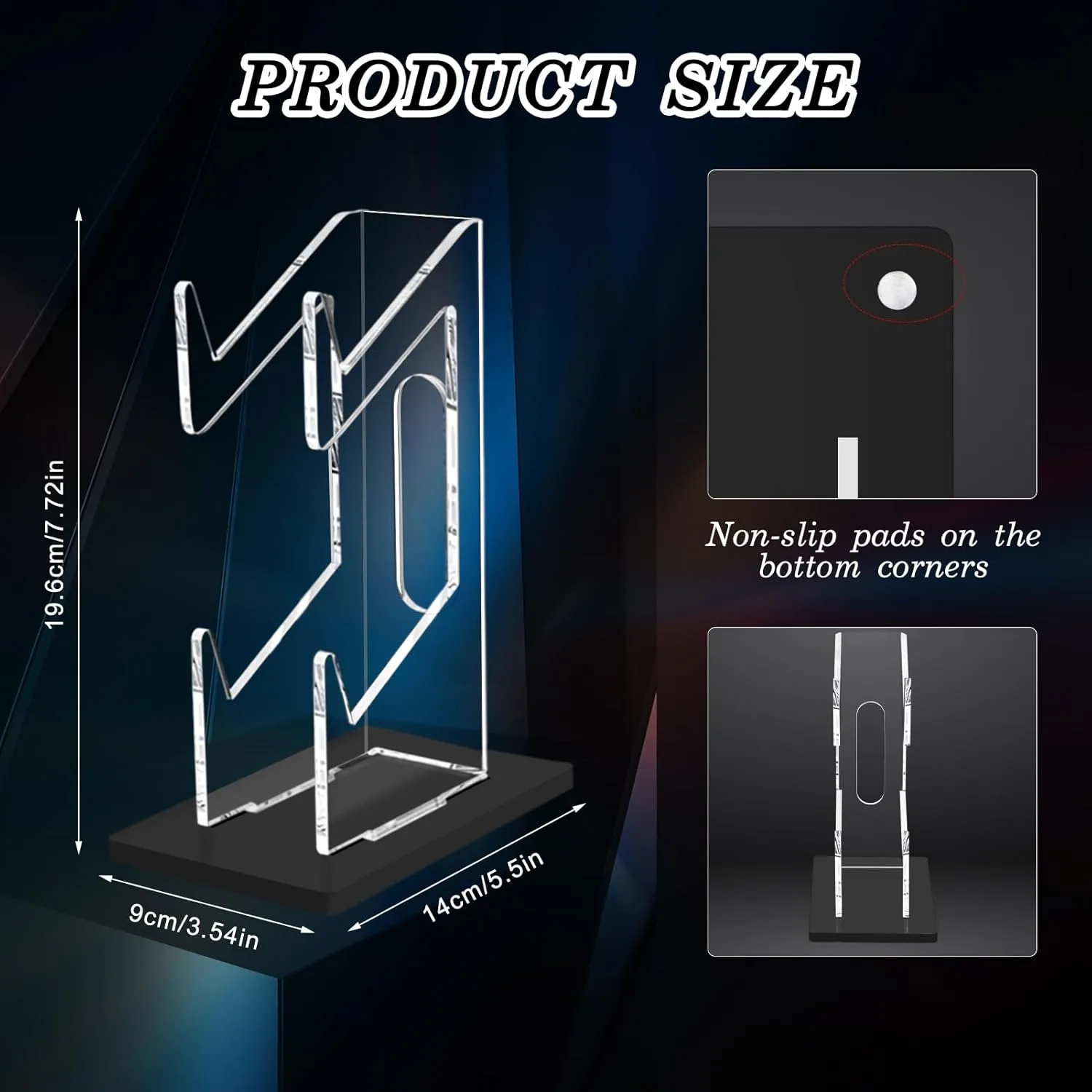 FYY Game Controller Holder 2 Pack - 2 Tiers Universal Dual Controller Stand Headphone Holder, Acrylic Black Controller Display Stand Compatible with Nintendo Switch Xbox PS5 PS4