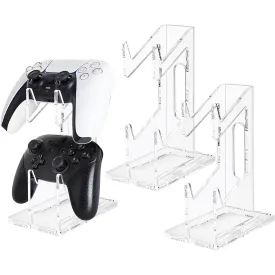 FYY Game Controller Holder 2 Pack - 2 Tiers Universal Dual Controller Stand Headphone Holder, Acrylic Clear Controller Display Stand Compatible with Nintendo Switch Xbox PS5 PS4