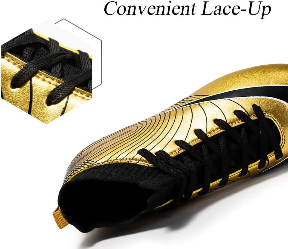 GEXECEUSS Mens High-Top Football Boots for Soccer Matches: Non-Slip Football Shoes for Team Sports - Youth Turf Soccer Sneakers