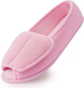 Git-up Women Diabetic Slippers/W Arthritis Edema Adjustable Closure Memory Foam House Shoes Open Toe Extra Wide