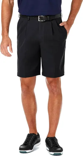 Haggar Men's Cool 18 Pro Straight Fit Pleated Front 4-Way Stretch Expandable Waist Golf Performance Short