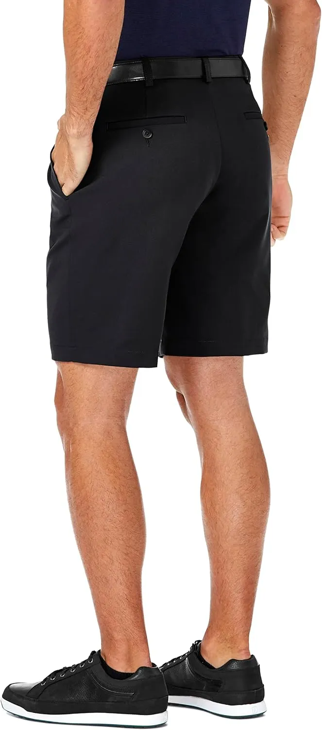 Haggar Men's Cool 18 Pro Straight Fit Pleated Front 4-Way Stretch Expandable Waist Golf Performance Short