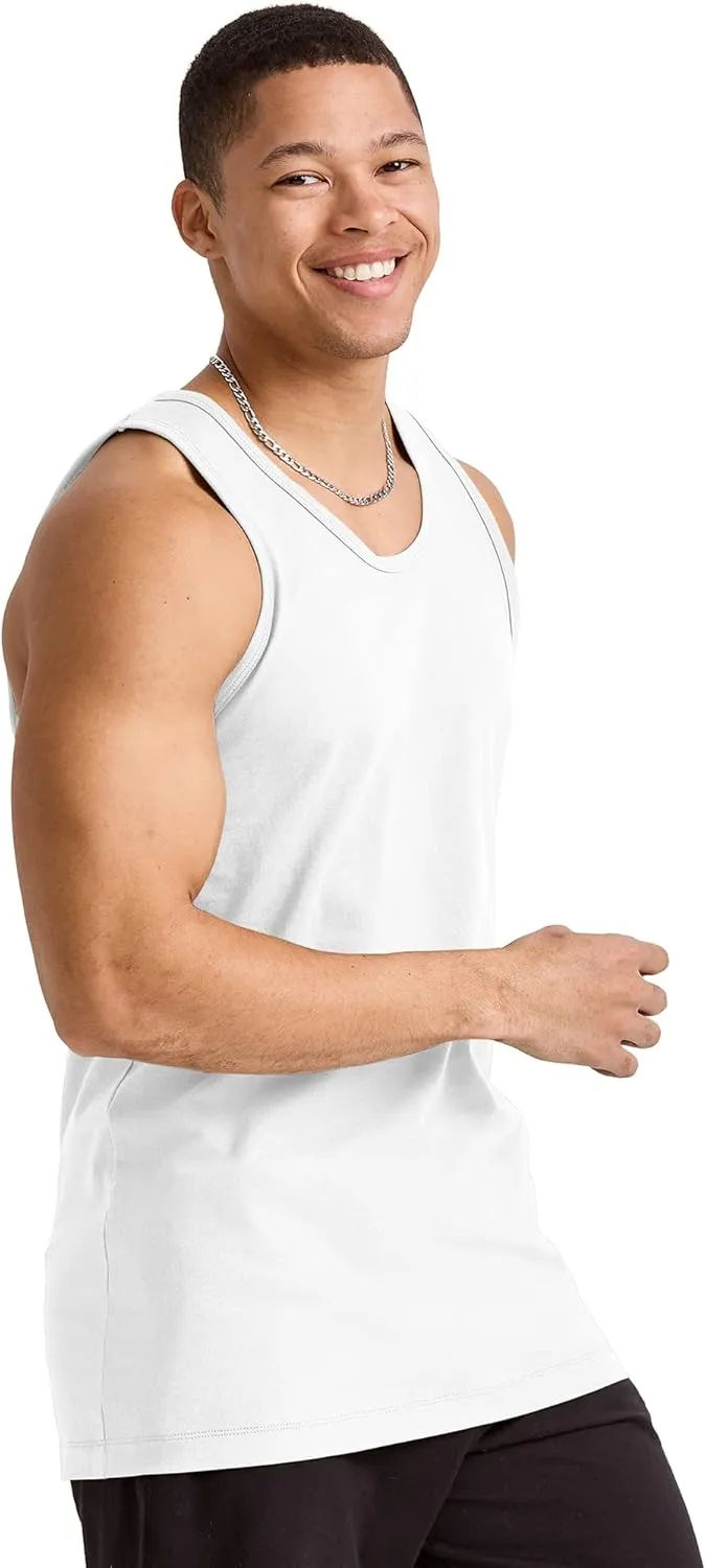 Hanes Men's Essentials Top Pack, Midweight Cotton Tanks, Sleeveless Shirts, 3-Pack