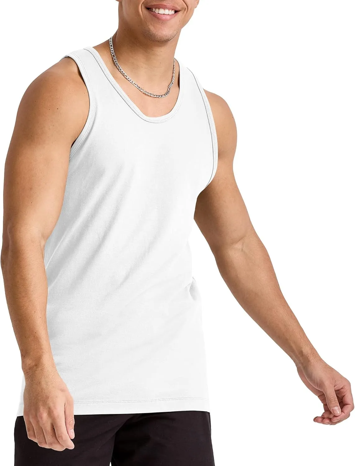 Hanes Men's Essentials Top Pack, Midweight Cotton Tanks, Sleeveless Shirts, 3-Pack