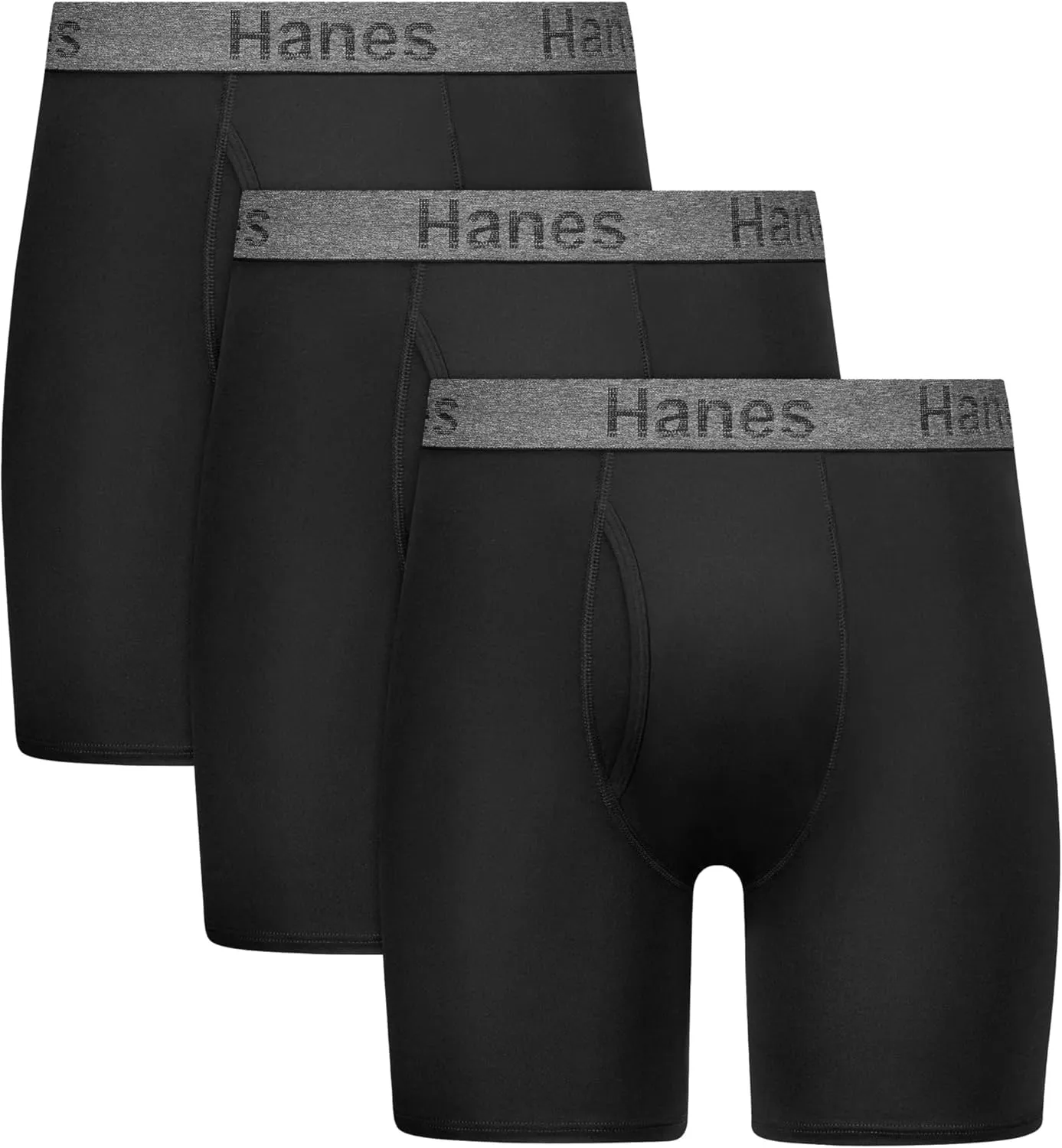 Hanes Men's Stay Dry Pouch, Cotton Stretch Boxer Brief with Leak Protection, 3-Pack
