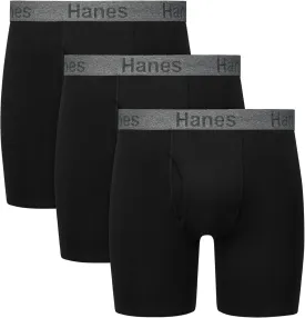 Hanes Men's Stay Dry Pouch, Cotton Stretch Boxer Brief with Leak Protection, 3-Pack