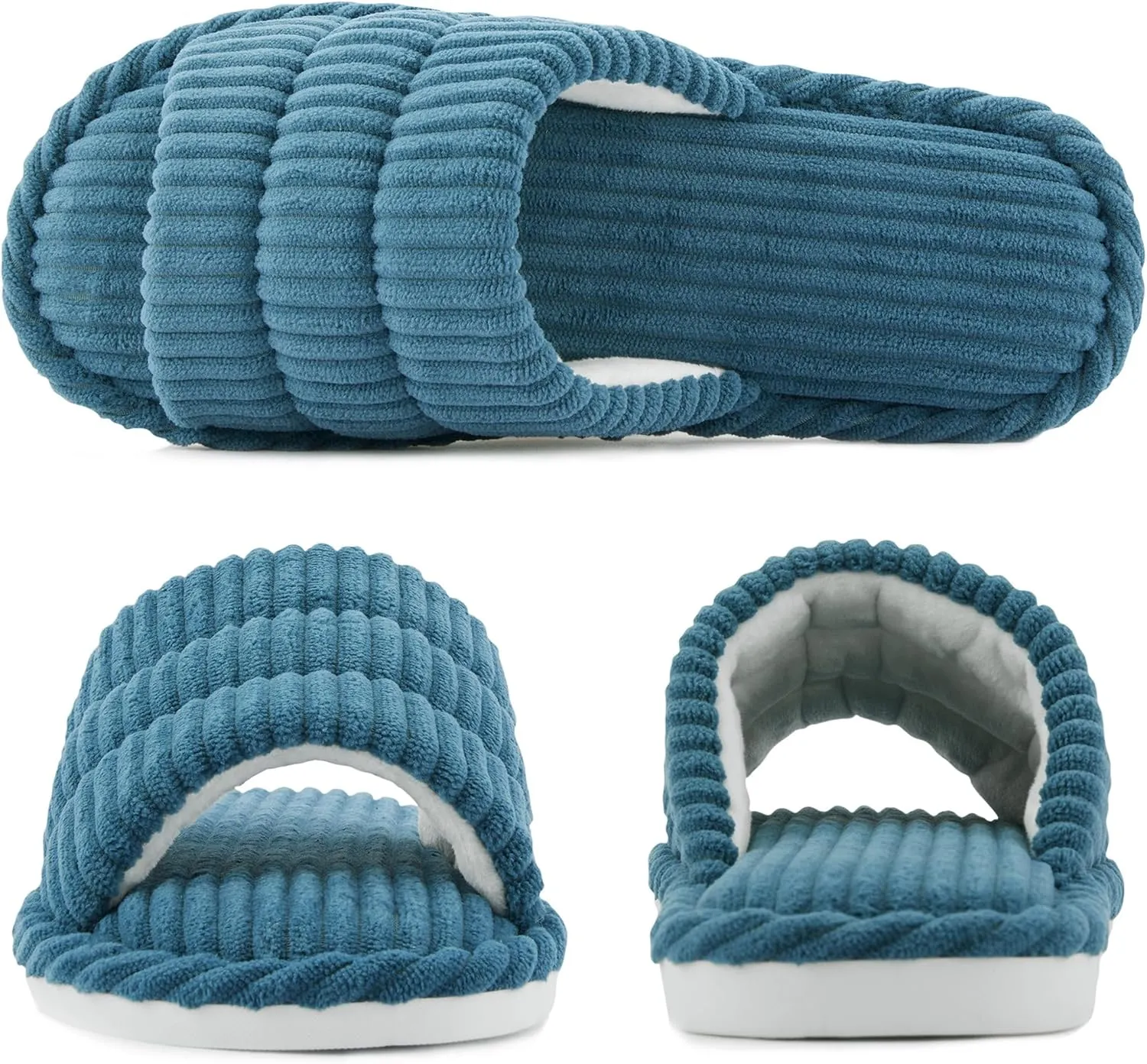 House Slippers for Women Corduroy Cross Band Slippers Open Toe Bedroom Indoor Shoes with Memory Foam