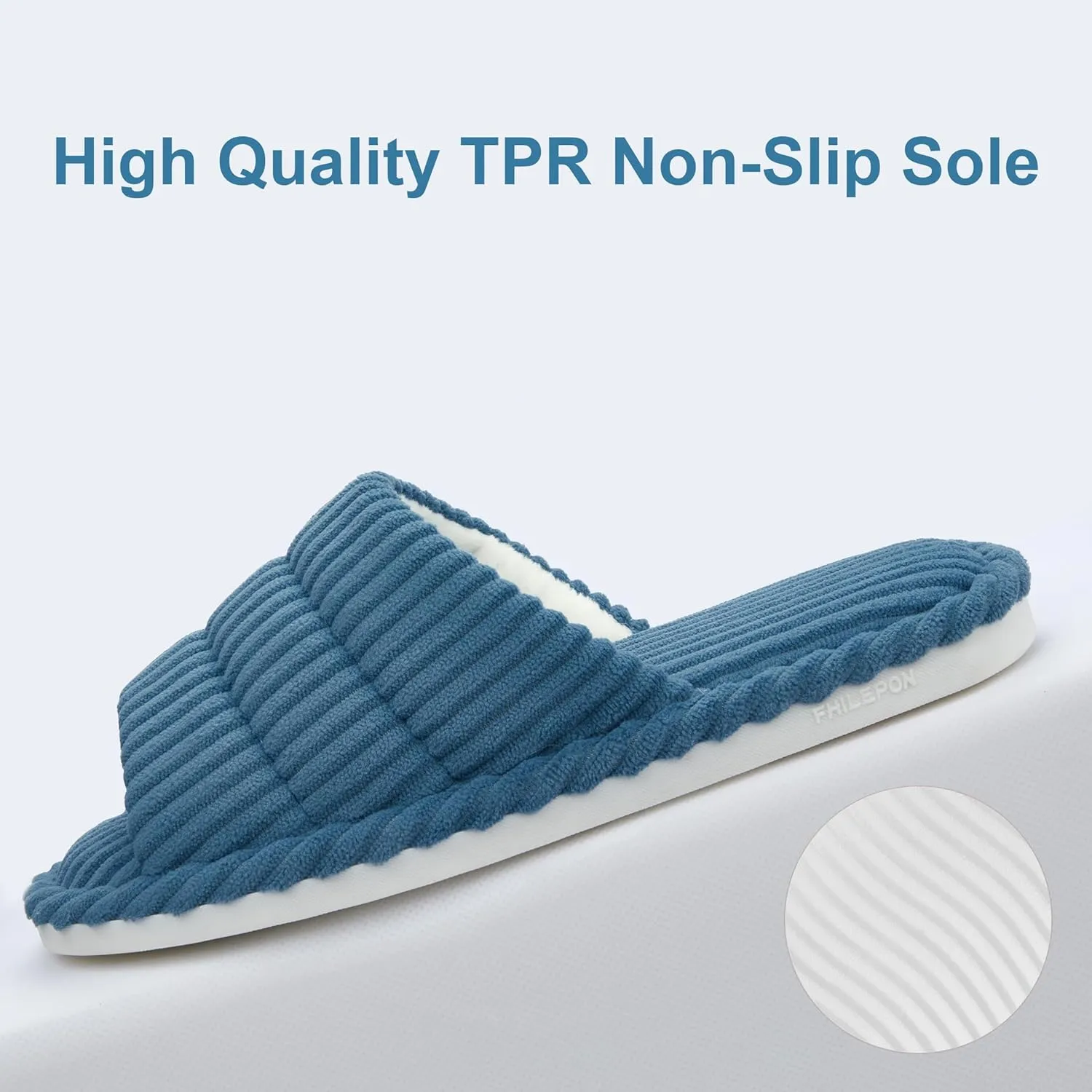 House Slippers for Women Corduroy Cross Band Slippers Open Toe Bedroom Indoor Shoes with Memory Foam