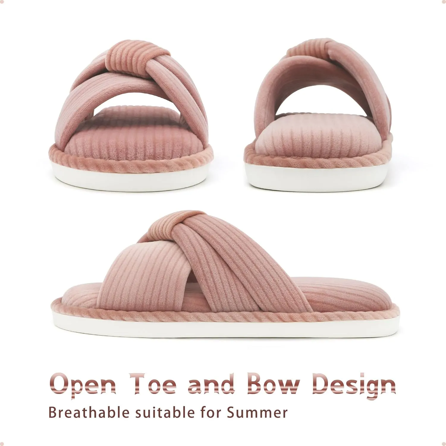 House Slippers for Women Indoor Cute Comfy Open Toe Crossband Slipper for Woman Girls and Ladies use in Bedroom, Living room and Outdoor around the Home