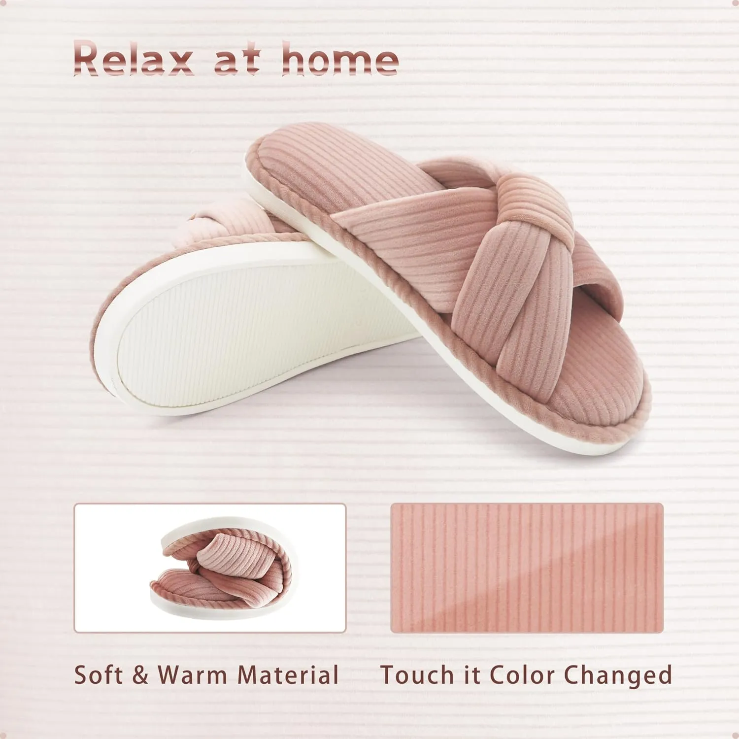 House Slippers for Women Indoor Cute Comfy Open Toe Crossband Slipper for Woman Girls and Ladies use in Bedroom, Living room and Outdoor around the Home