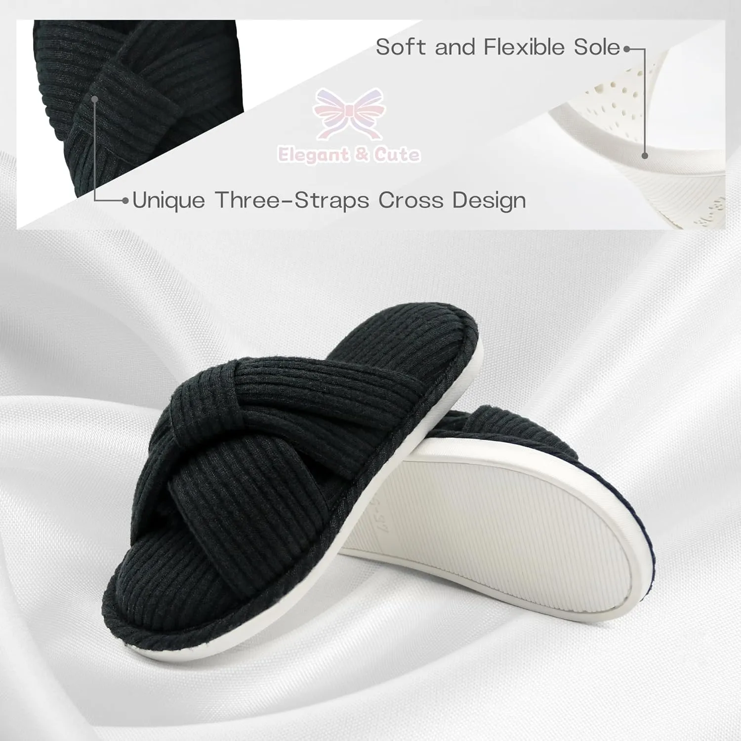 Jerzmy Cross Slippers for Women, Comfy Memory Foam House Bedroom Slippers Trendy Woman Gifts Home Shoes for Room Indoor Kitchen