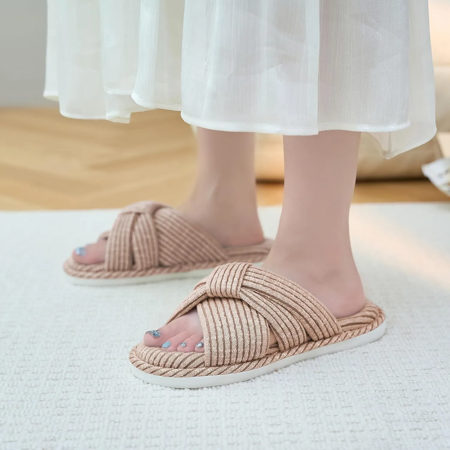 Jerzmy Cross Slippers for Women, Comfy Memory Foam House Bedroom Slippers Trendy Woman Gifts Home Shoes for Room Indoor Kitchen