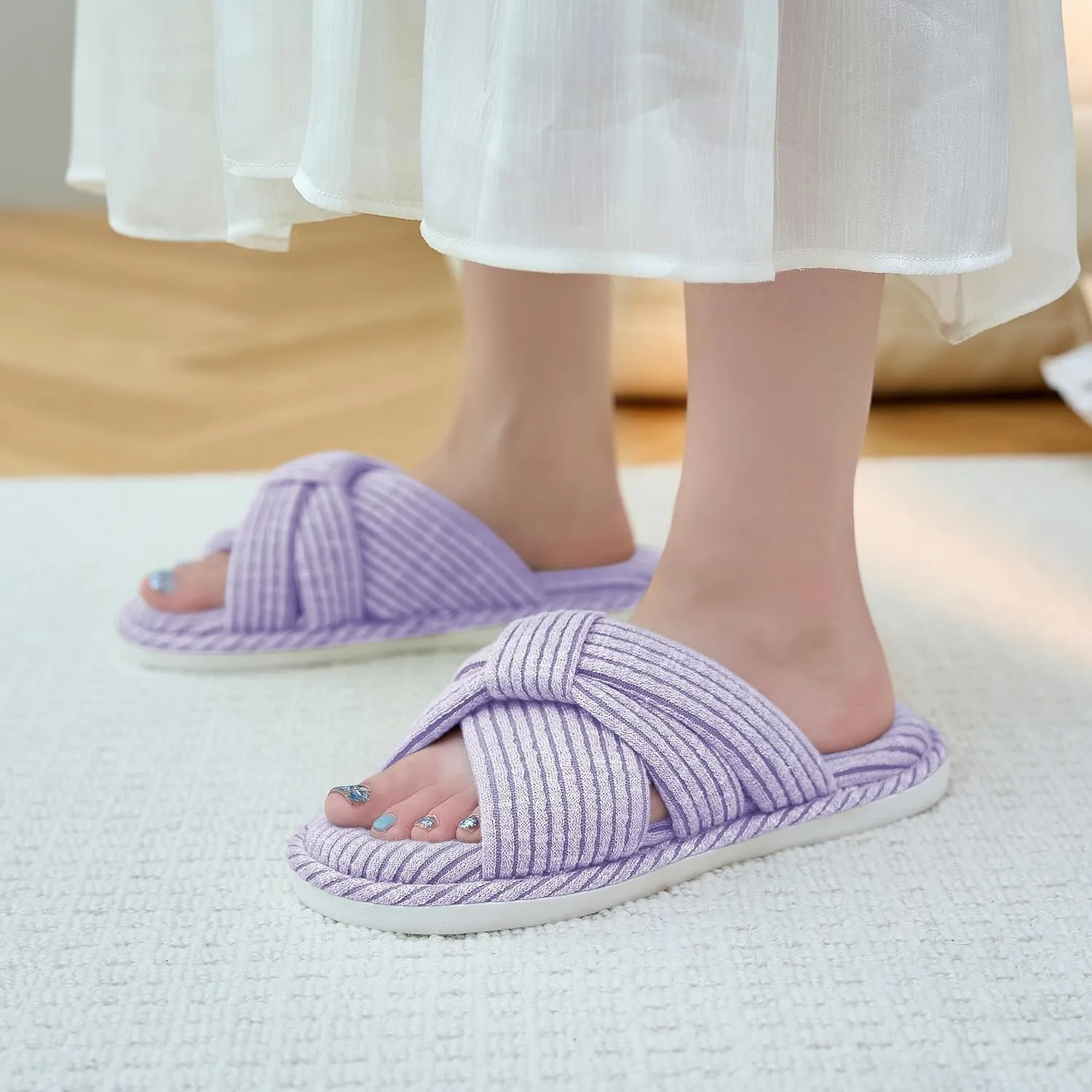 Jerzmy Cross Slippers for Women, Cozy Soft Bow Memory Foam House Bedroom Slippers Trendy Woman Gifts Home Shoes for Room Indoor Kitchen
