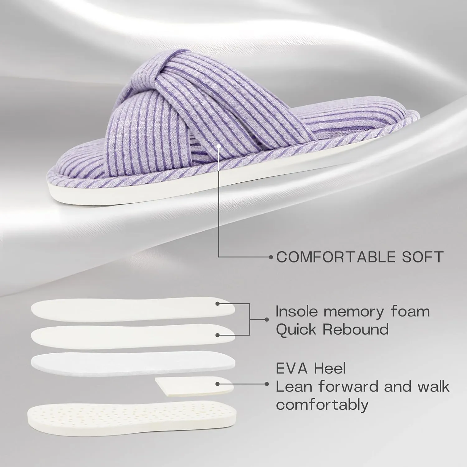 Jerzmy Cross Slippers for Women, Cozy Soft Bow Memory Foam House Bedroom Slippers Trendy Woman Gifts Home Shoes for Room Indoor Kitchen