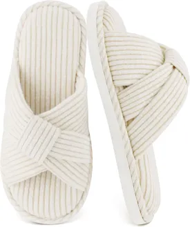 Jerzmy Cross Slippers for Women, Cozy Soft Bow Memory Foam House Bedroom Slippers Trendy Woman Gifts Home Shoes for Room Indoor Kitchen