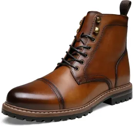 Jousen Mens Boots Premium Leather Cap Toe Casual Boots Chukka Dress Boots for Men