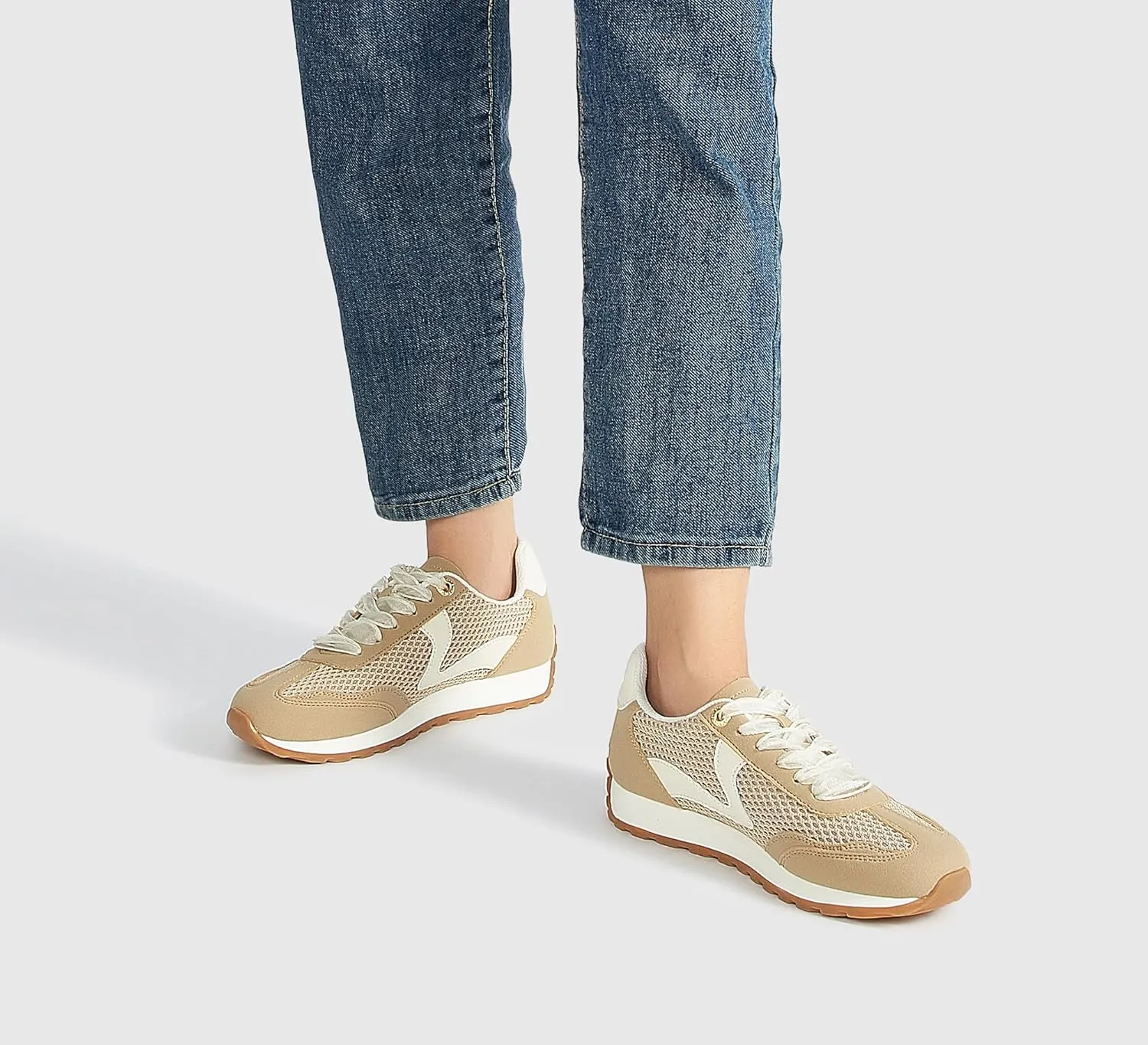 LUCKY STEP Women's Fashion Casual Running Trainer Ballet Gum Rubber Sole Organza Lace Up Walking Shoes Platform Retro Sneakers