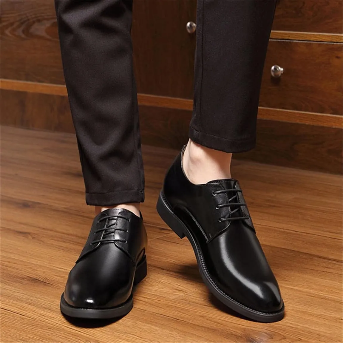 Men Elevator Oxford Dress Shoes Invisible Height Increasing Taller Elevator Formal Shoes Lace Up Fashion Shoes for Business Wedding