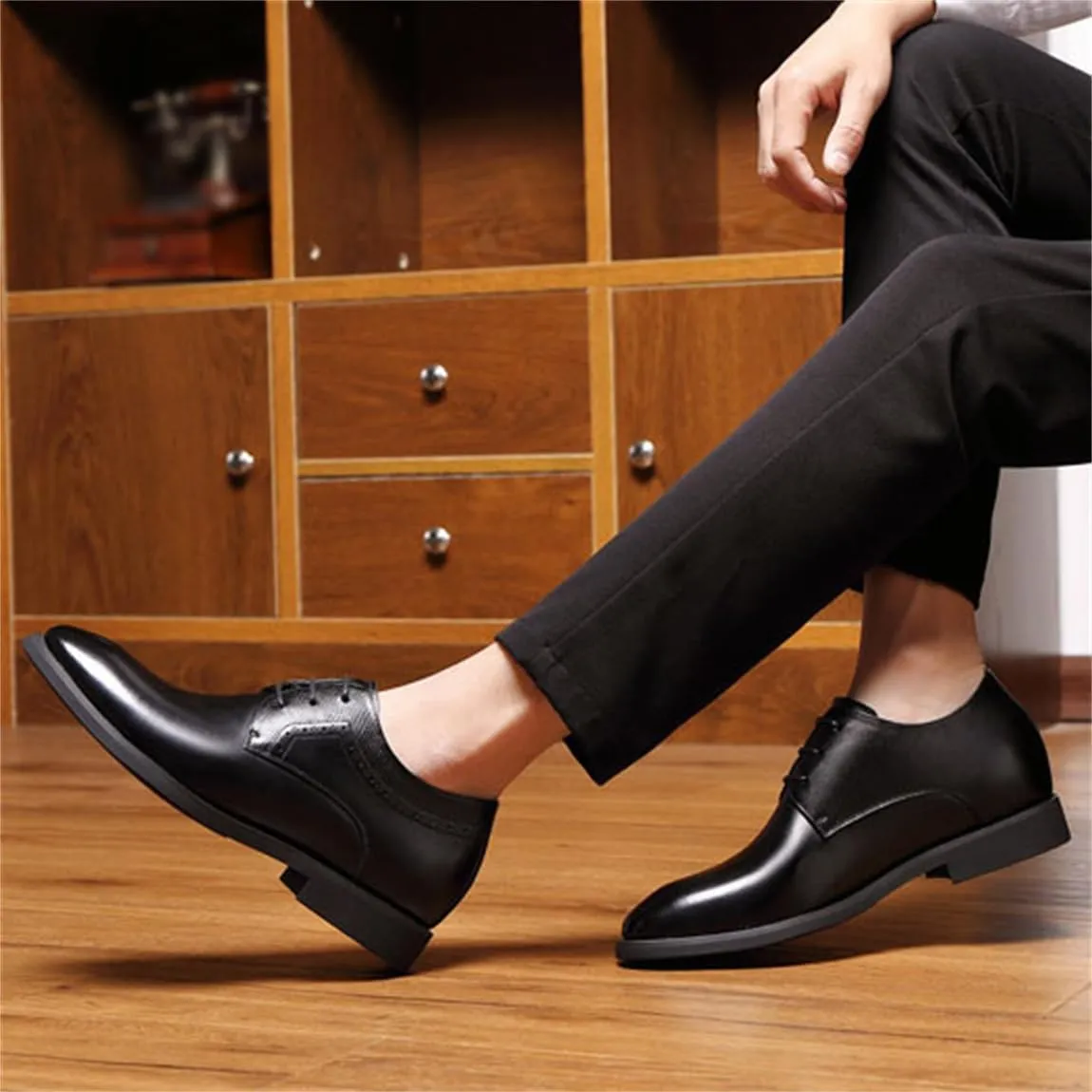 Men Elevator Oxford Dress Shoes Invisible Height Increasing Taller Elevator Formal Shoes Lace Up Fashion Shoes for Business Wedding