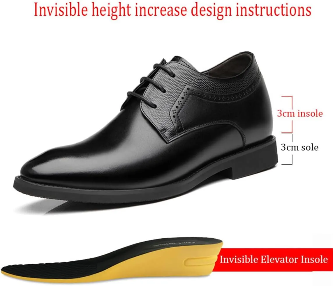 Men Elevator Oxford Dress Shoes Invisible Height Increasing Taller Elevator Formal Shoes Lace Up Fashion Shoes for Business Wedding