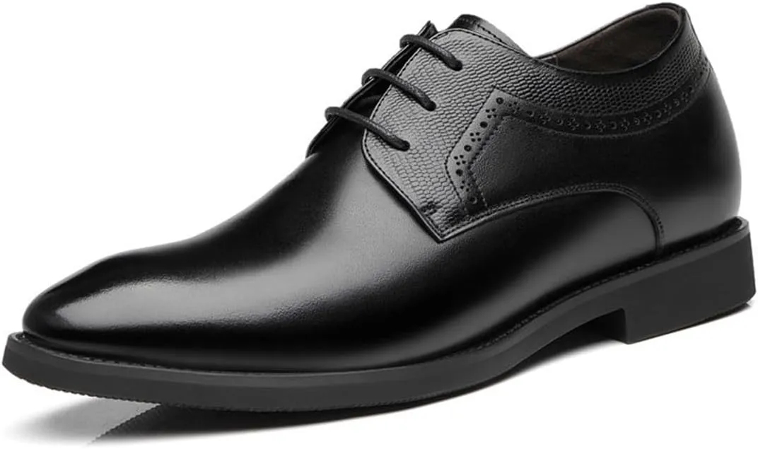Men Elevator Oxford Dress Shoes Invisible Height Increasing Taller Elevator Formal Shoes Lace Up Fashion Shoes for Business Wedding