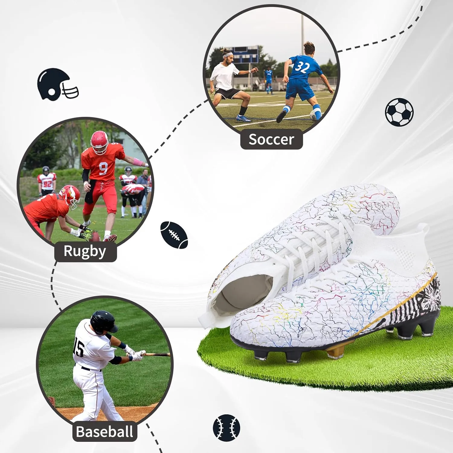 Men Soccer Cleats Women Football Cleats for Big Boy AG/FG