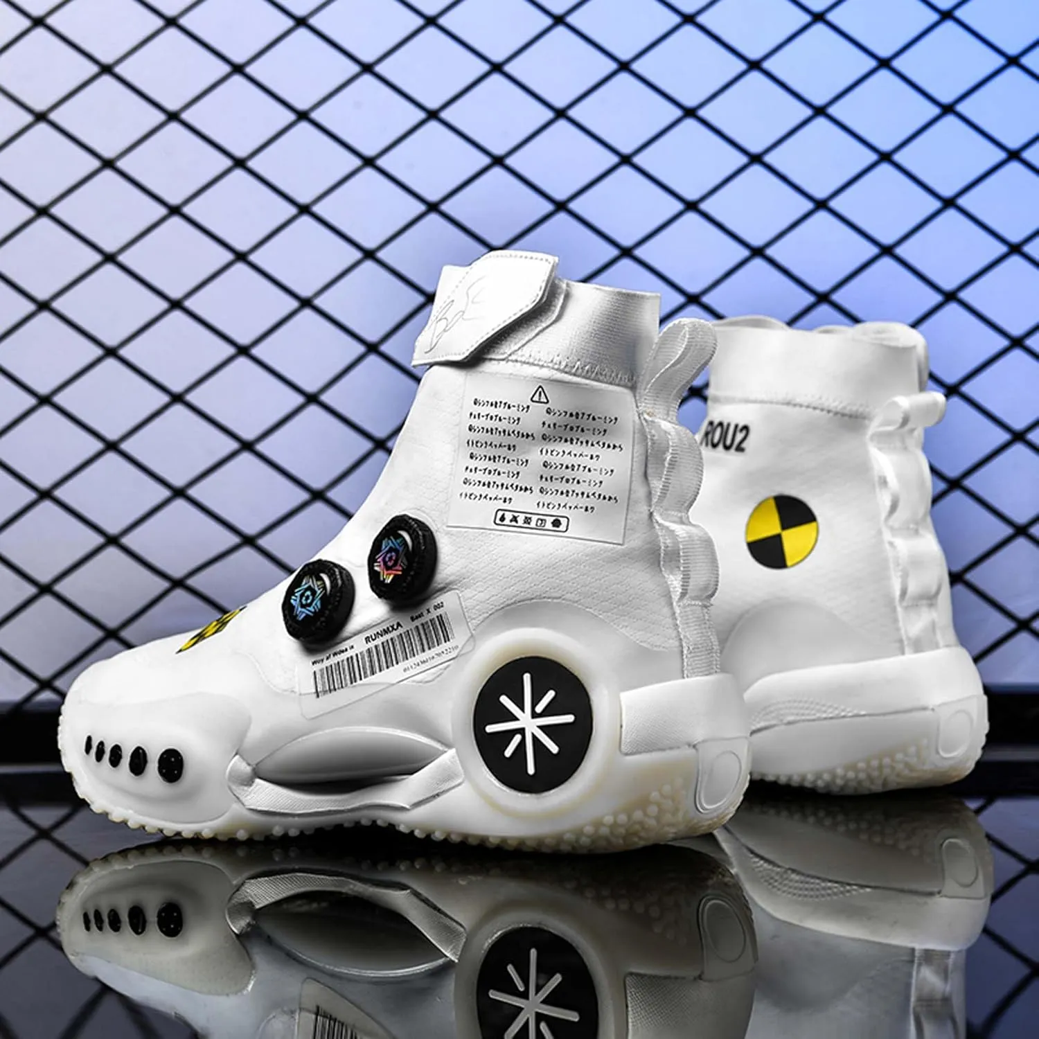 Mens and Womens High Top Buckle Closed Basketball Sneakers Comfortable Breathable Casual Walking Shoes High Elasticity Running Shoes Tennis Shoes Tennis Competition Shoes Non Slip High Jump Sneakers