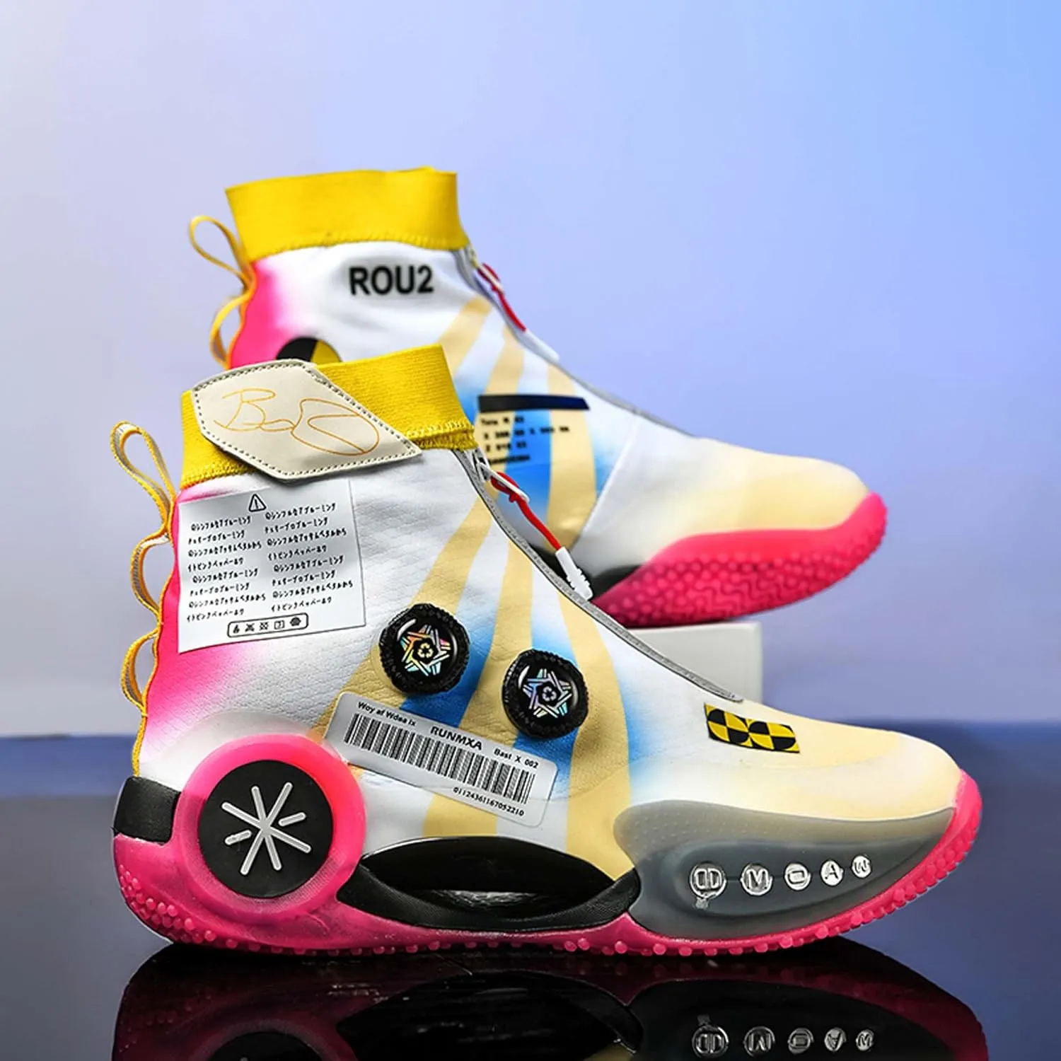 Mens and Womens High Top Buckle Closed Basketball Sneakers Comfortable Breathable Casual Walking Shoes High Elasticity Running Shoes Tennis Shoes Tennis Competition Shoes Non Slip High Jump Sneakers