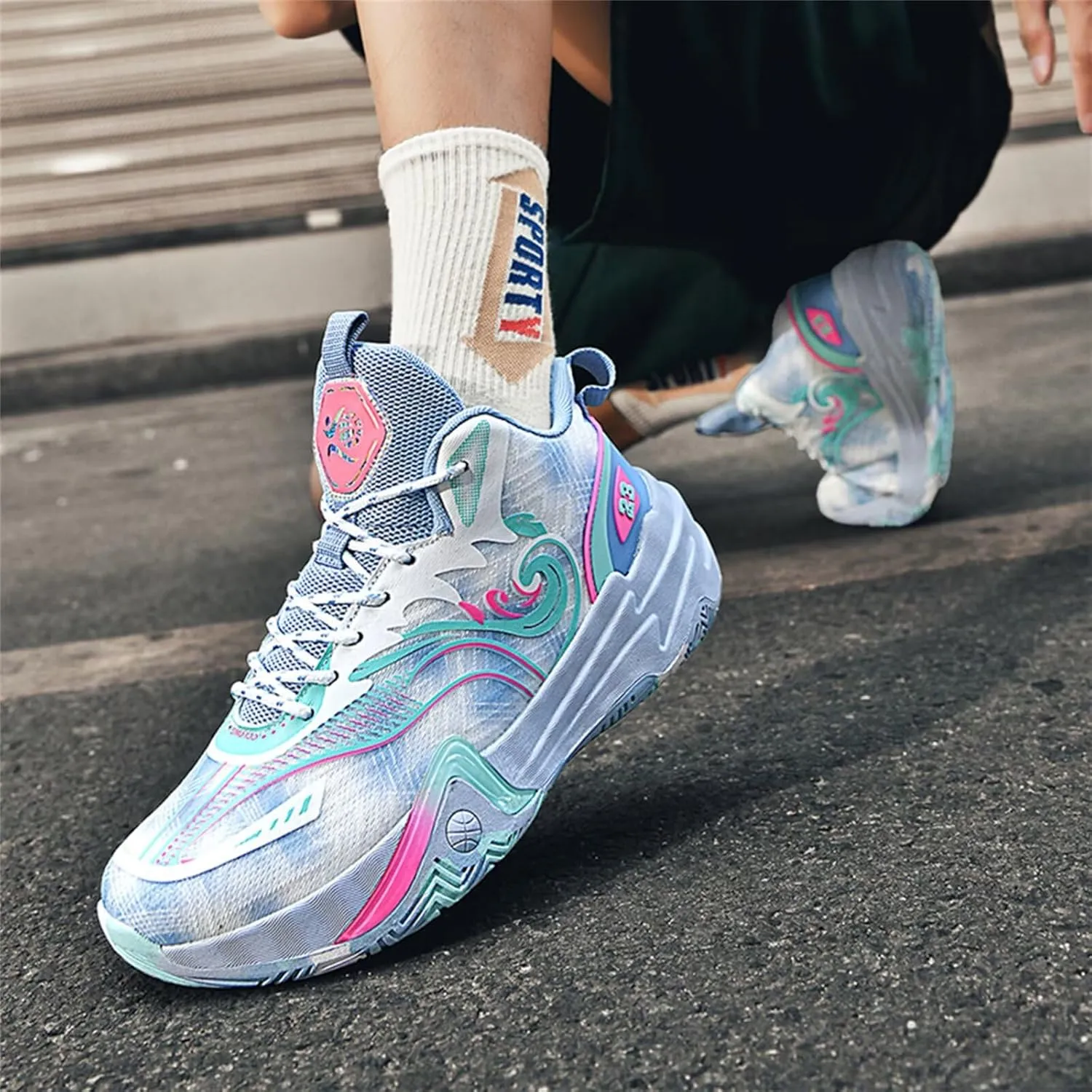 Men's Basketball Shoes for Women Breathable Non Slip Fashionable Comfortable Training Shoes Outdoor Sneakers