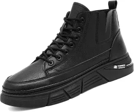 Men's Casual Italian High-top Leather Boots Outdoor Lace-up Shock-absorbing Softsole Business Dress Booties Waterproof Non-Slip Chukka Walking Ankle Boots