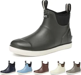 Mens Deck Boots, Deck Shoes Waterproof Rain Boots, Saltwater Fishing Ankle Boots, Non-Slip Rubber Garden Muck Boots for Gardening Boating Camping Sailing Fishing