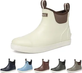 Mens Deck Boots, Deck Shoes Waterproof Rain Boots, Saltwater Fishing Ankle Boots, Non-Slip Rubber Garden Muck Boots for Gardening Boating Camping Sailing Fishing